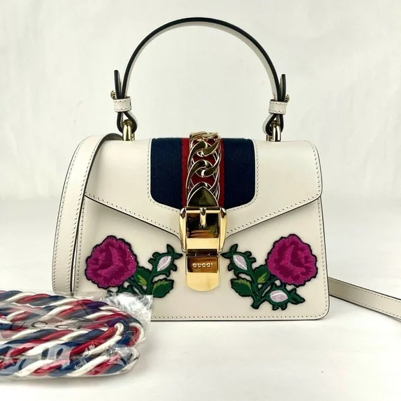 Gucci Sylvie Top Handle Bag - White Leather-Rare Gucci!-Comps are $1,700+ - Picture 9 of 15